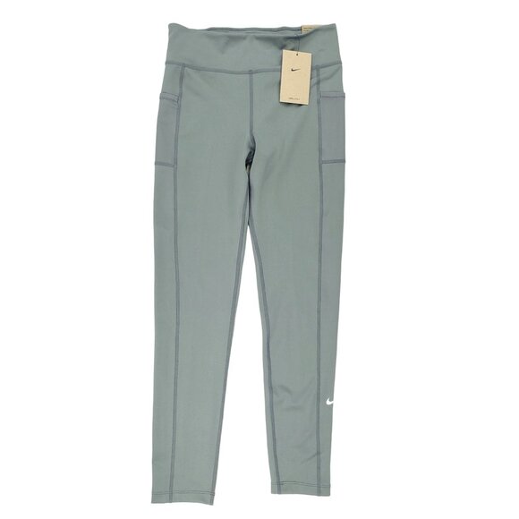 NIKE Girls Nike One Training Leggings Size Large Gray Dri Fit High Rise NWT - Picture 1 of 12
